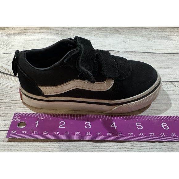Vans Ward V Toddler Shoes Black White Suede Canvas Strap Skate Sz 7 - Picture 9 of 9